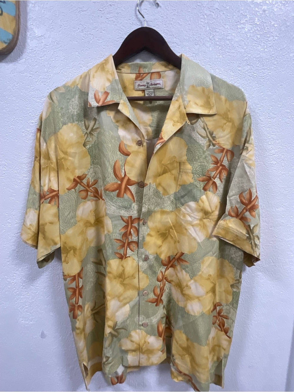 Tommy Bahama Yellow & Sage Floral Camp Shirt